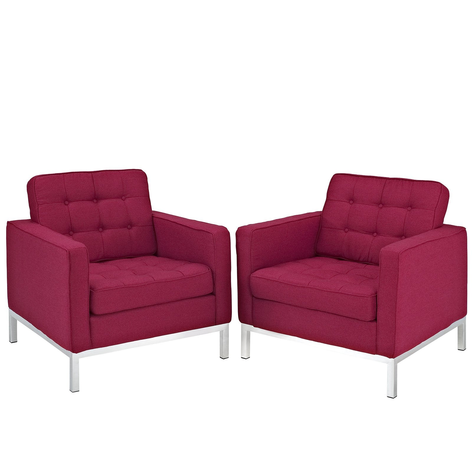 Modway Loft Armchair Wool, Red Tweed, Set Of 2